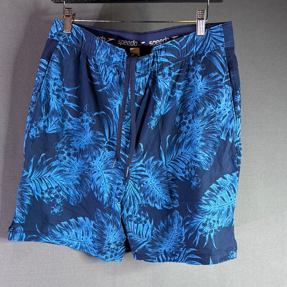 Speedo Blue Board Trunks with Tropical‎ Print men’s size medium